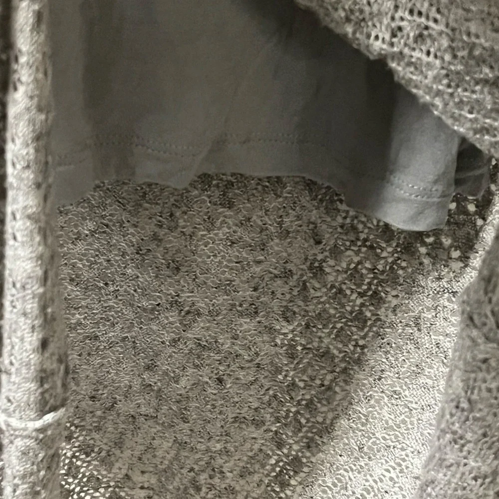 Lucky Brand Gray Sweater Dress Open-Knit Lined Semi Sheer Womens Size Medium‎